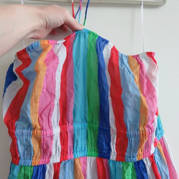 ANN TAYLOR LOFT Beach Halter Maxi Swimsuit Coverup Pocket Dress Candy Stripe NWT - Picture 7 of 14